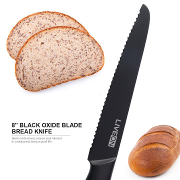 8 &#39;&#39; cuchillo de pan de cocina de óxido negro