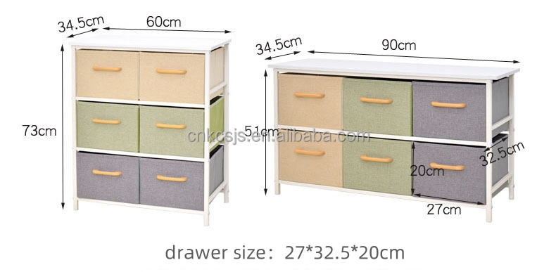 صندوق عقب چوبی چوبی ایستاده Standing Fabric Wood Storage Chest of Drawers