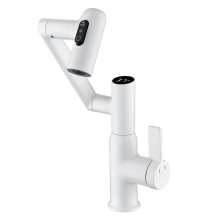 Modern Smart Digital Display Copper Basin Faucet with Pull-Out Swivel and Temperature Display