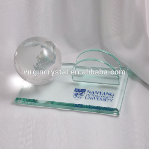 Cusom Glass Office Organizer Sets With Crystal Ball And Card Holder