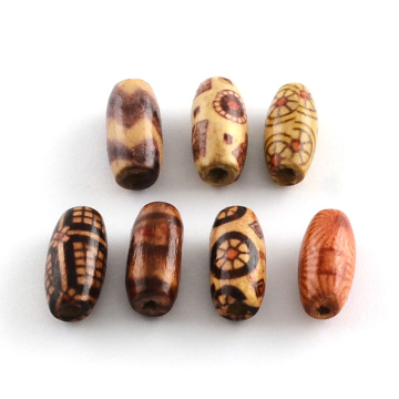 PandaHall Natural Wood Beads: Mixed Color Oval Printed Bead Collection