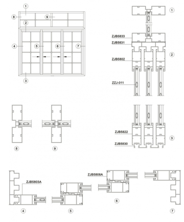 Aluminium profiles 58mm aluminium sliding