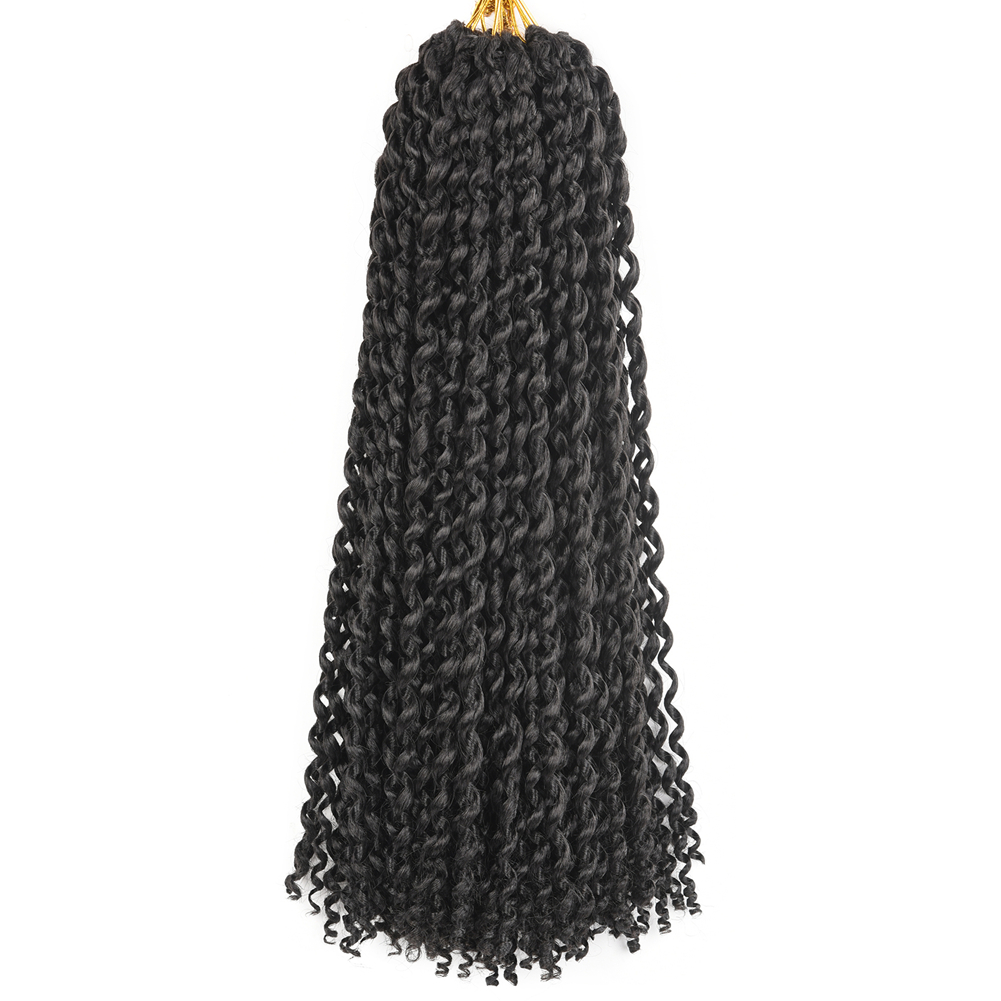 Pre Looped Black Synthetic Crochet Hair Curly Crochet Water Wave Braid