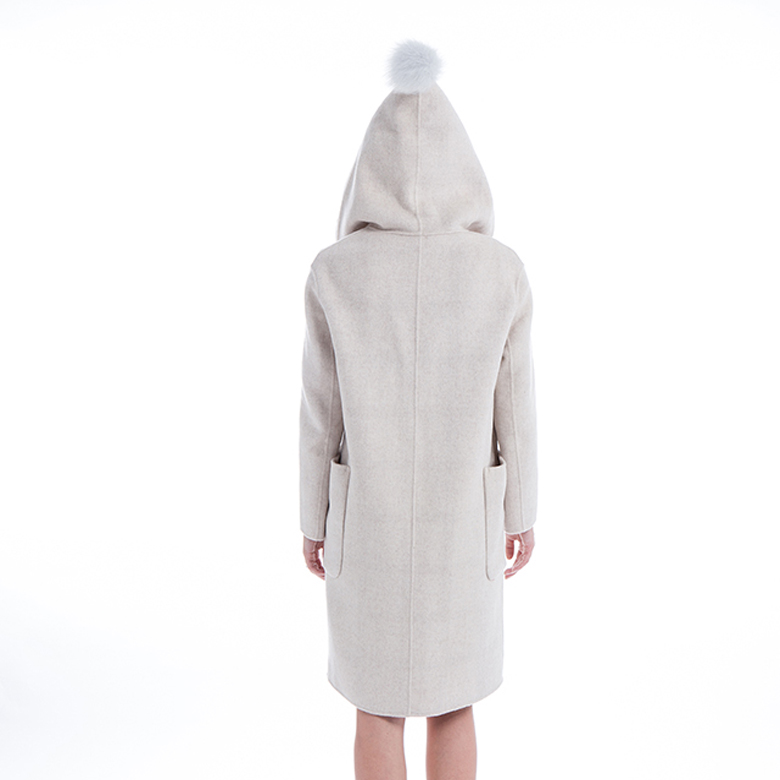 White cashmere wool overcoat