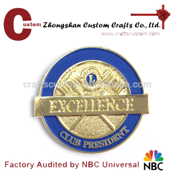 Custom lion club lapel pins/Audited by NBC universal