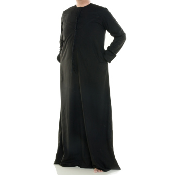 Arabic Zipper Front Dishdasha With Sleeve Accent Thobe