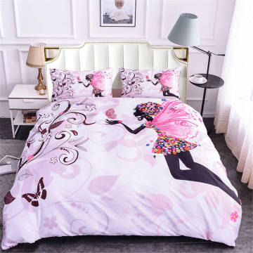 ZEIMON 3D Bedding Set Cartoon Girls Pattern Duvet Cover Set King Size Microfiber Queen Bed Set Children Bedclothes