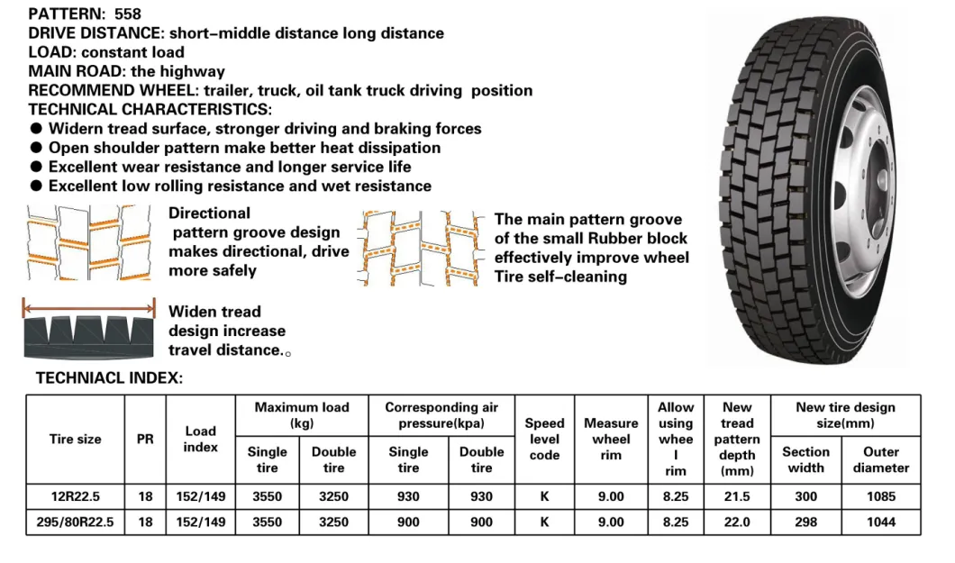 Position Truck Tyre, Tank Truck Tyre, Longmarch, Lm558, 12r22.5, 295/80r22.5