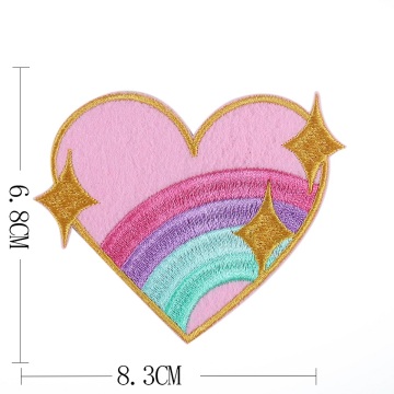 Rainbow Heart shaped Stripes Iron on embroidery Patches