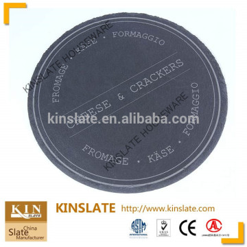 Kinslate round slate dinner platters with printing logo