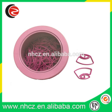 Pink Cap Shaped Paper Clips in Tin Box