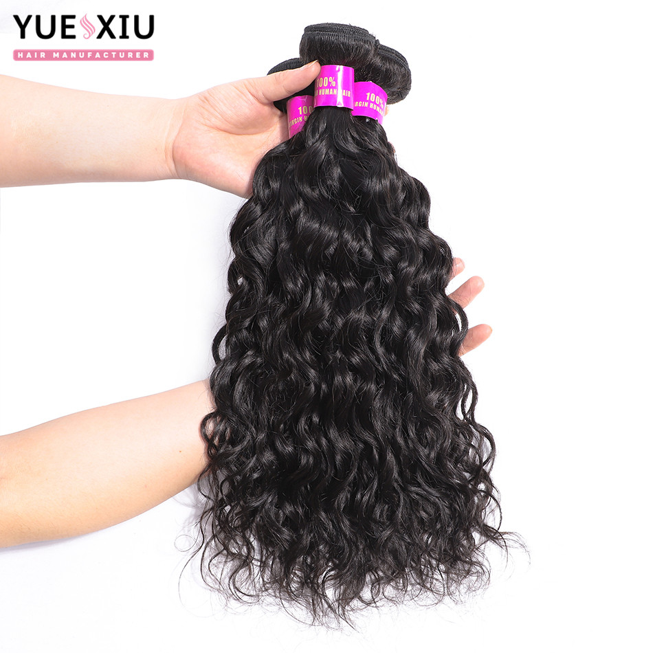 YX HAIR Water Wave Human Hair Bundles With Closure Brazilian Virgin Human Hair