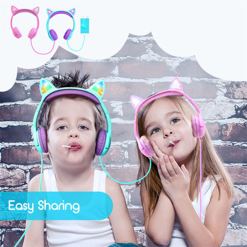 New Trend Cat Ear Headphones LED Kids Girls Headphones