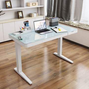 Electrical Height adjustable Standing tables with glass top