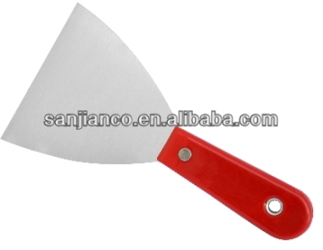 Red plastic handle putty knife