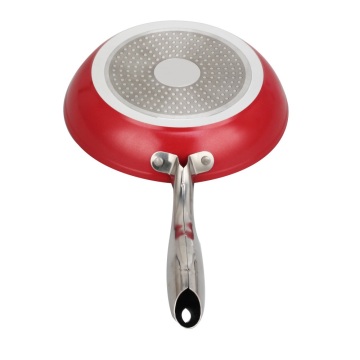 Food-Grade Red Aluminum Frypan with Stainless Steel Handle