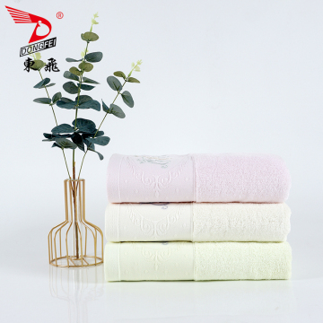 beautiful plain border embroidery logo bath towel