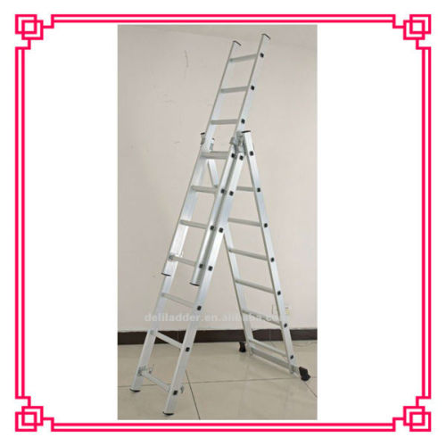 3X7steps 3 sections aluminium folding combination extension ladder / EN131 by CE approval