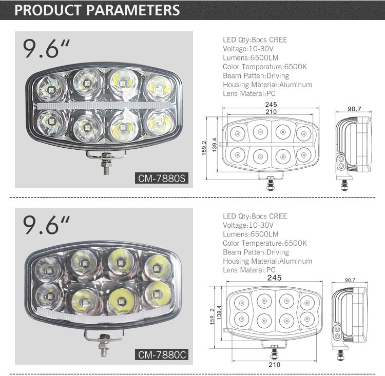 CHIMING Oval 10Inch 12-24V 64w    LED driving light  with neon position light  EMARK  IP 67 led driving light