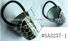 fashion human metal hair accessories leopard design ponytail clip with elastic ponytail holder