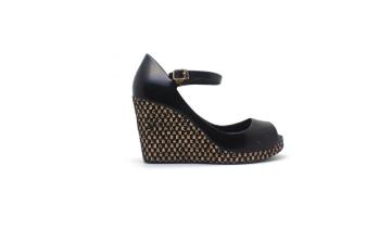Womens Open Toe Shining Wrapped PVC Wedge
