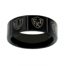 IPW Black Plated Flat Band Laser Engraved Universal CTR Ring
