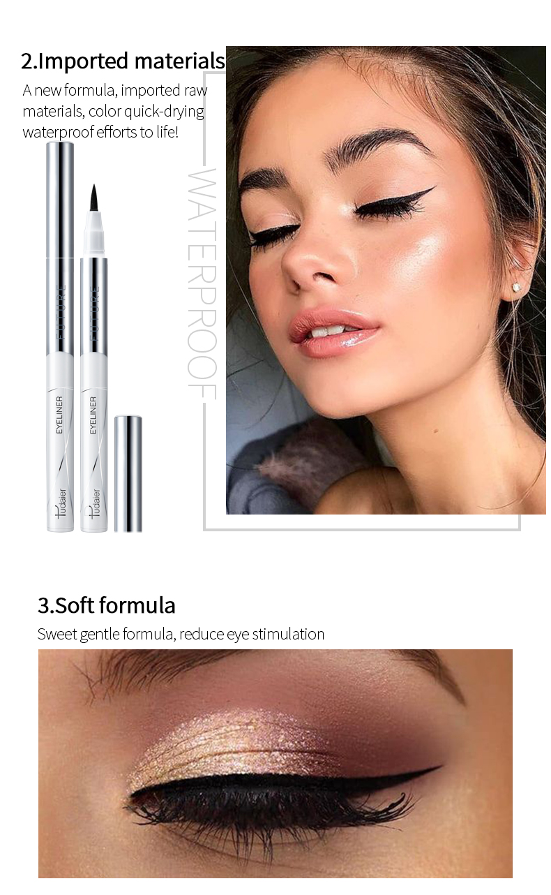 Waterproof and Smudge Proof Liquid Eyeliner 12 hour Eye Gel Makeup Black Private Label Eye Pen