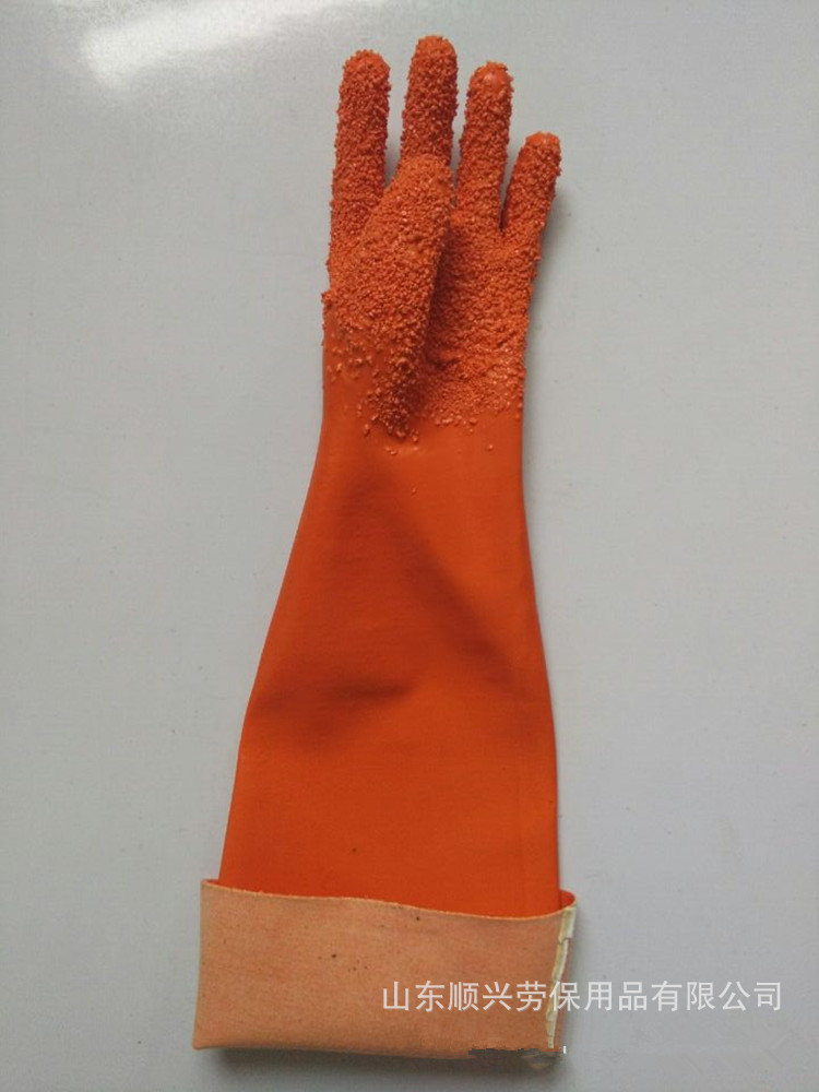 65cm long pvc coated gloves with chips