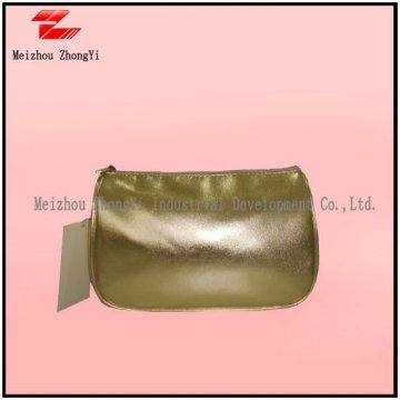 gold PU leather cosmetic bag and lady handbag