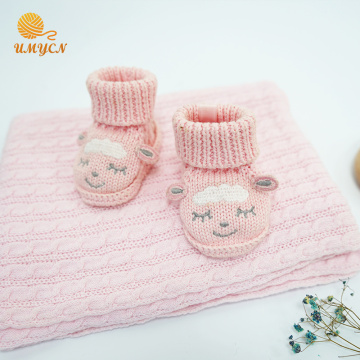 100% Βαμβάκι Ροζ Crochet Baby Girls Παπούτσια