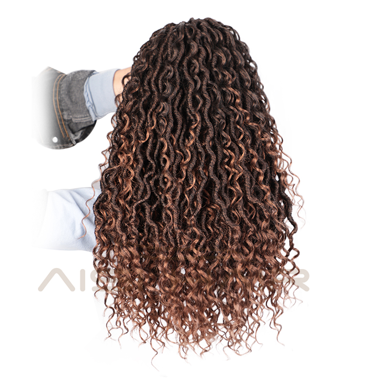 Aisi Hair Goddess Faux Locs Crochet Braids Hair Synthetic Brown Loose Wave Braids Hairpieces Extensions For Black Women