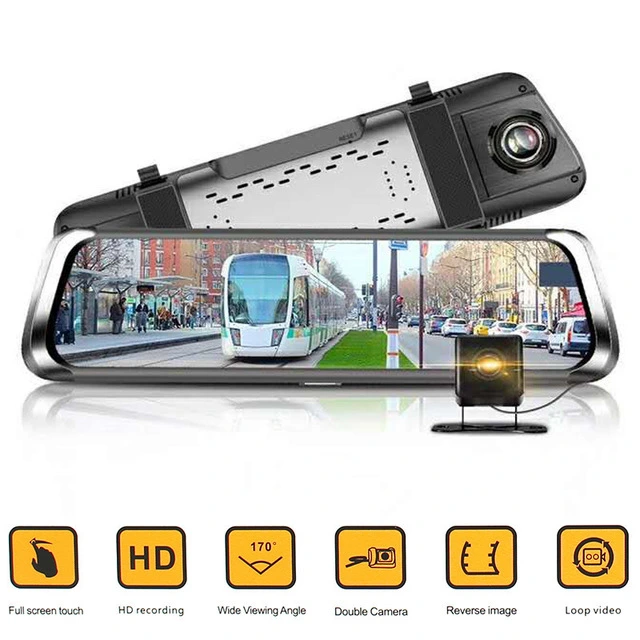 9.66full Touch Screen Dash Cam 1080P Rear View Mirror Car Camera with Night Vision