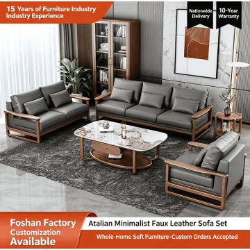 Sofa Kulit Tiruan Kayu Abu Putih Minimalis Itali