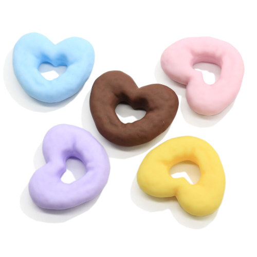 Supply Kleurrijke Holle Hart Taart Resin Charms Simulatie Biscuit Plaksteen Craft Bead Kawaii Miniatuur Ornament Poppenhuis Speelgoed