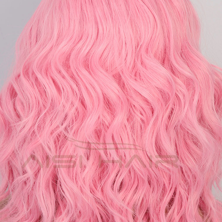 Aisi Hair Wholesale Medium Long Body Wavy Pink Wig Long Wavy Swiss Lace Wig Synthetic Lace Frontal Hair Wigs For Black Women