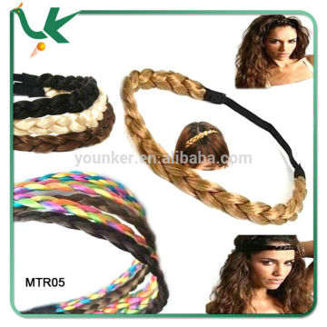 fashion wholesale colorful braided hair extensions headband