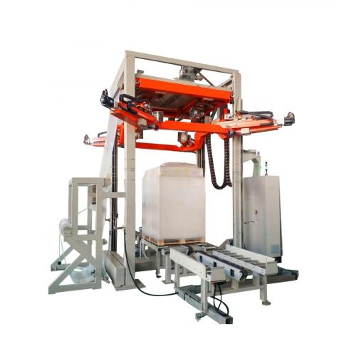 Automatic stretch hood wrapping machine with high efficiency