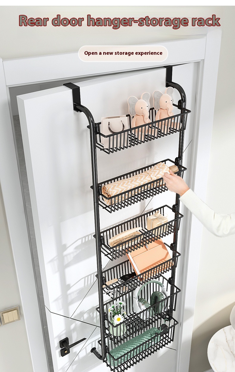 رف تعليق خلفي متعدد الطبقات بدون حفر Multi-Layer No-Drill Door Back Hanging Rack