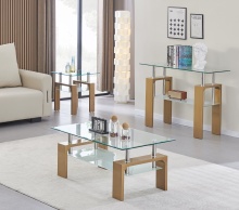 Modern Living Room Rectangle Glass Coffee Table Set