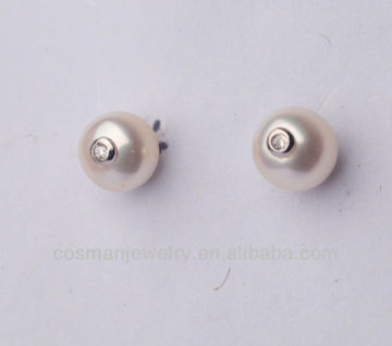 silver fashionable pearl earrings design jewelry made in china