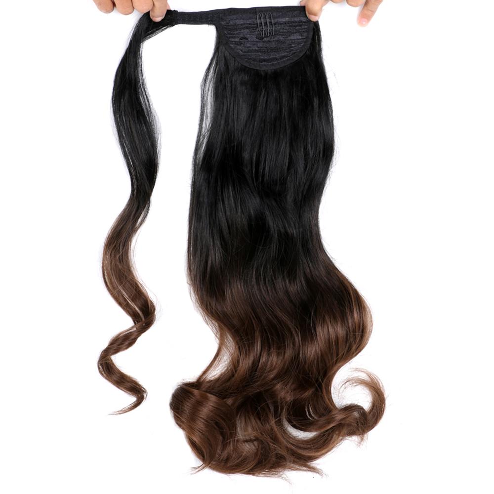 MYZYR Long Curly/Straight Clip in Hair Tail Nature False Ponytail Hairpiece With Hairpins Synthetic Ponytail Hair Extension