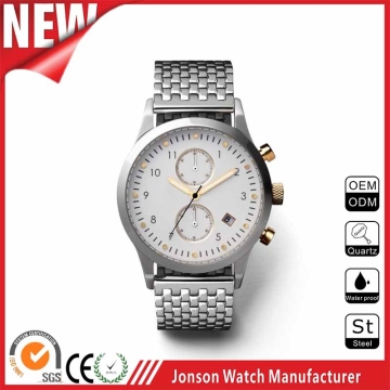 Trendy cheap japan movement stainless steel waterproof mesh stap watch