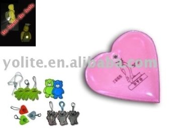 heart reflector key chain with ball chain