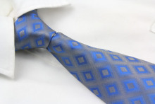 Blue and Silver Square Design Necktie