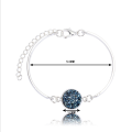 Silver plated round crystal bracelet sliding adjustable ladies jewelry birthday Valentine's Day gift bracelet stainless steel