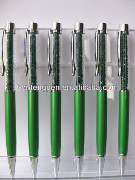 New pen!Dark green crystal metal ballpen with writing supply P10232