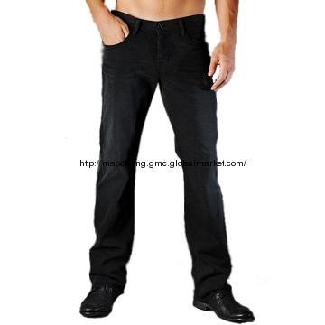 Black Straight Denim Trousers for Men / Relax Cotton Denim Jeans