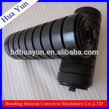 corrosion resistance rubber impact conveyor roller with rubber rings for cement plant used