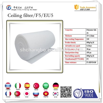 ceiling filter 600g/polyester fabric air filteration system of air filter