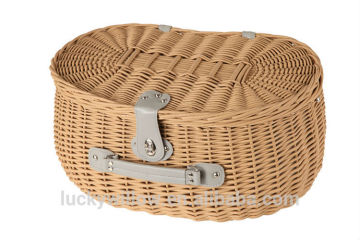 Round willow wicker picnic hamper baskets